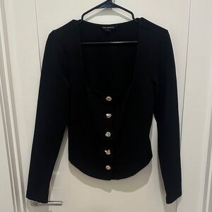 Good American Black Scoop neck with Gold Buttons - Size L